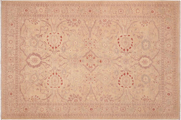 handmade Transitional Kafkaz Chobi Ziegler Tan Brown Hand Knotted RECTANGLE 100% WOOL area rug 6 x 9